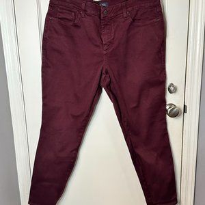 NYDJ Ami Skinny Legging Burgundy Jeans Size 16 W
